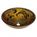 Enbol GS-G0440 Copper Color Standard Round Artistic Tempered Glass Bathroom Over Counter Vessel Vanity Sink Bowl Art Wash Basin - B00D779IME
